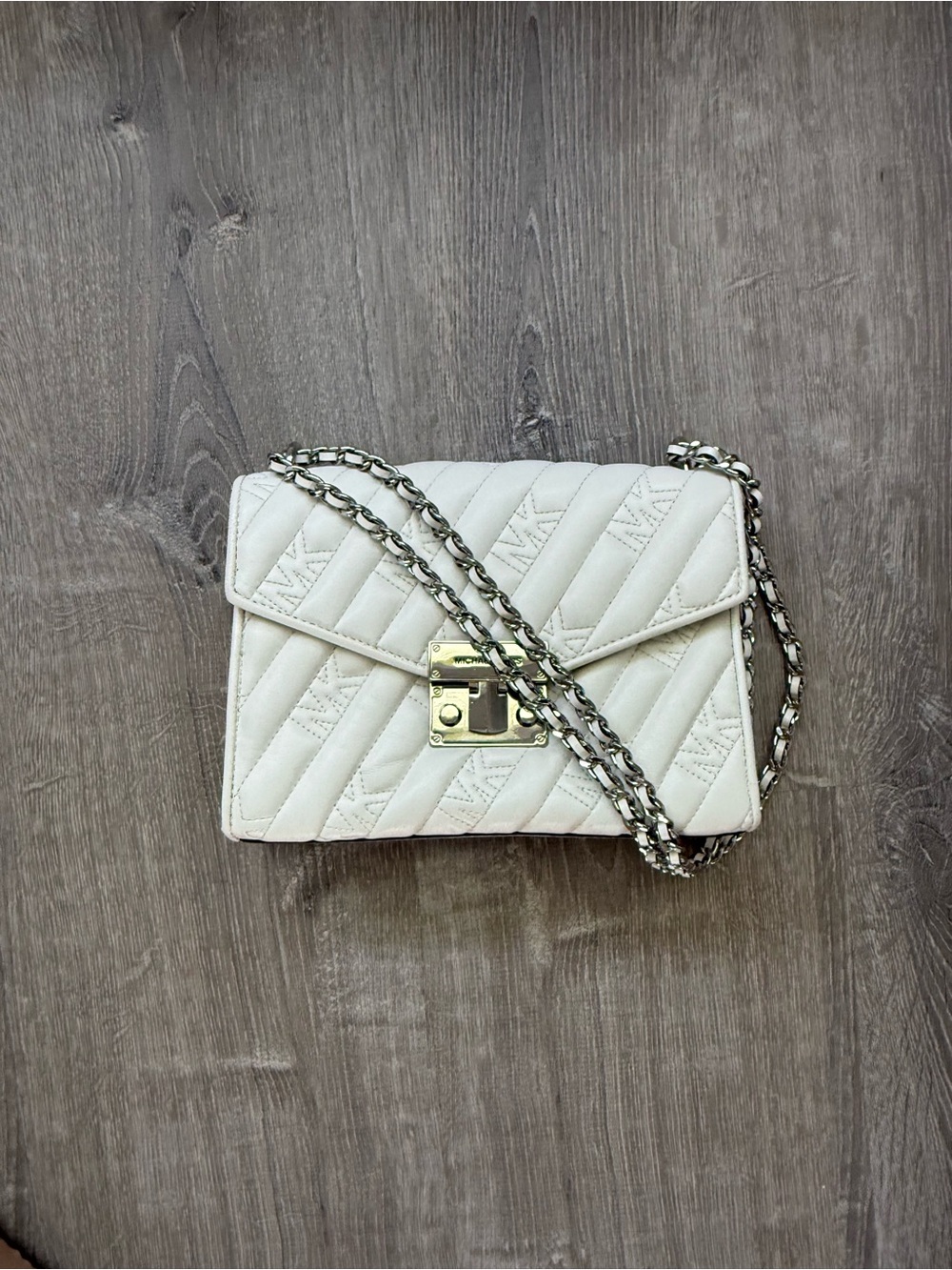 Michael Kors White Crossbody Bag with Chain Strap